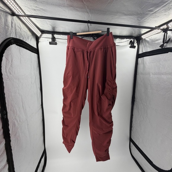 Athleta Pants - Athleta Attitude Lined Pant Terracotta Red Ruched Joggers Tall 10T High Rise